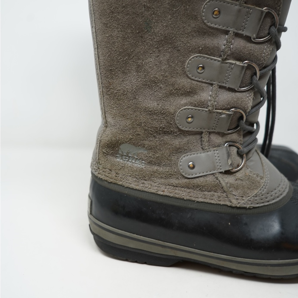 Sorel Girls Joan Of Artic Snow Boots Gray Color Block Waterproof Faux Fur 5 - Picture 2 of 10